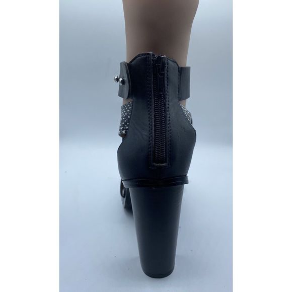 JustFab Black and White Ankle Strap Open Toe Sandal Shoe Size 8 - Picture 5 of 10